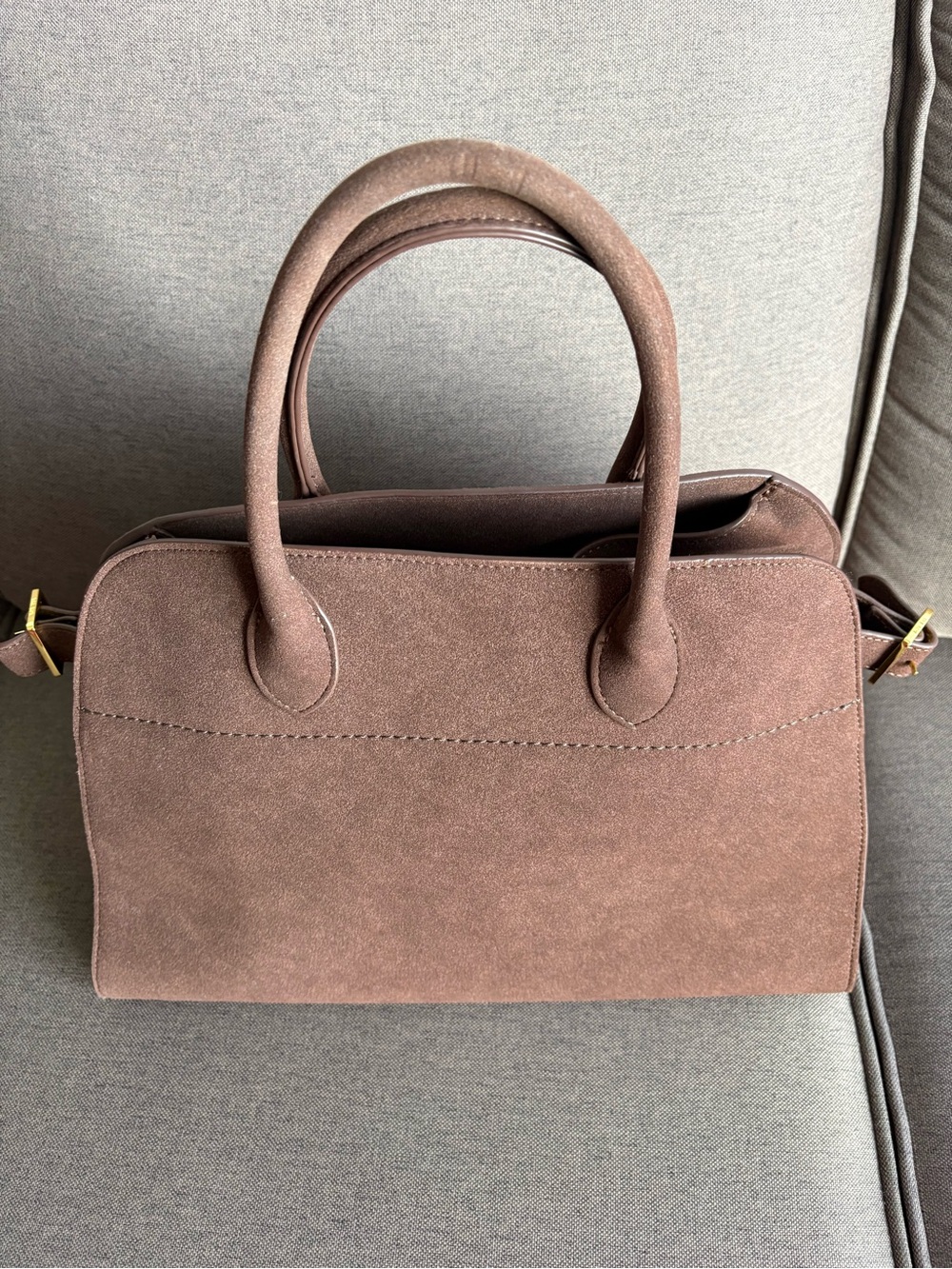 Classic Women's Suede Satchel Handbag in Dusty Rose